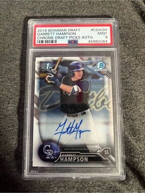 2016 Chrome Garrett Hampson Autograph Trading Card - Blue